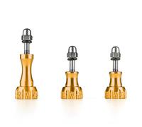 TNP - Juego de tornillos de pulgar (dorado) - Kit de pernos de aleación de aluminio para cámaras de acción Hero 9, 8, 7, 6, 5, 4, 3+, 3, 2, Hero Session, SJCAM, DJI Osmo HD, 3 piezas, 1 tornillo largo