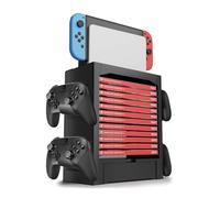 TNP,Organizador de interruptores para estación de almacenamiento de juegos y torre de almacenamiento para Nintendo Switch/Switch OLED con soporte para muelle, 4 controladores, cajón Joy-con