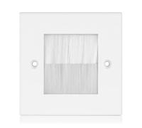 TNP Placa de Pared con Cepillo Blanco, Tapa pasacables Pared - 1 Unidad, Embellecedor para la Entrada y Salida de Cables, Enchufe, Placa Frontal para Oficina, Cine en casa, hogar, Blanco