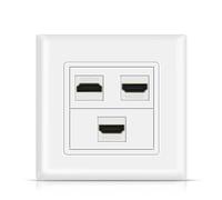 TNP Placa de Toma HDMI Pared - 3 Puertos, -1 Unidad, Placa Frontal para Conector HDMI, Panel de Montaje empotrable de Salida para Adaptador HDMI de Alta Velocidad, Color Blanco