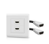 TNP Placa Frontal de Pared HDMI Doble Puertos Enchufe HDMI Panel de Montaje con 4K 60Hz HDR Cable de Extensión Ethernet Alta Velocidad para Proyector y Cine en Casa, Color Blanco