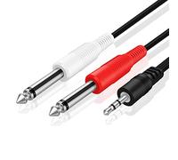 TNP Premium TRS de 3,5 mm a Dual Cable de Audio TS, Auxiliar Estéreo AUX Macho de 3,5 mm a 6,35 mm Adaptador Conector de Cable (1M)
