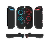 TNP Protectores para Nintendo Switch Joy-Con, Agarre con Tapas para el Pulgar, Cubiertas Funda Protectora, Antideslizantes, Ergonómicas, Diseño Ligero, Color Negro