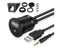 TNP USB Cable de montaje empotrado - salpicadero Panel Dash Mount puerto Socket Conector jack enchufe Extensión cable cable impermeable para coche camión remolque barco motocicleta