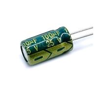 TNPLKIUYT Condensador electrolítico de aluminio 25V 100uF Low ESR 20% 6x12mm Verde claro Paquete de 20-50 PCS(50PCS)