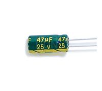 TNPLKIUYT Condensador electrolítico de aluminio 25V47UF Low ESR 5x11mm Verde claro Paquete de 20-50PCS(50PCS)