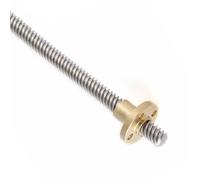 TNPLKIUYT Tuerca de tornillo de avance, Tornillo de avance de acero inoxidable T8 de 8 mm con tuerca de brida de latón, paso de 2 mm, varios tamaños, plateado(350mm T8 Lead Screw)