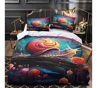 TNSGHAVED Caracol de fantasía 3D Impresión Funda de edredón 3pz Microfibra Cremallera Oculta Vibrante Surrealista Edredón Funda 2 Fundas Resistente Decoración Familia King（220x240cm）