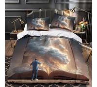 TNSGHAVED Castillo de fantasía Funda de Edredón Suave Juego de 3 Piezas Diseño 3D Incluye Fundas de Almohada Lavables Libro de Cuentos mágicos Funda Edredon for Adultos Super King（260x220cm）