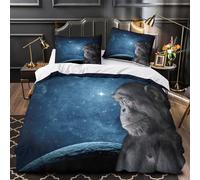 TNSGHAVED Chimpancé Mirando Las Estrellas Funda de Edredón Juego de 3 Piezas Suave Estampado 3D Cierre de Incluye Fundas de Almohada Lavables Funda Edredon for Ancianos Single（135x200cm）
