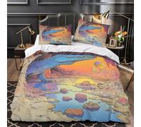 TNSGHAVED Cueva de cocodrilos de fantasía 3D Impresión Funda de edredón 3pz Microfibra Cremallera Oculta Vibrante Surrealista Edredón Funda 2 Fundas Cremallera Decoración habitación niños