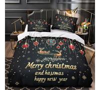 TNSGHAVED Decoraciones navideñas Funda de Edredón Suave Diseño 3D 3 Piezas Cierre de con Fundas de Almohada Transpirable Diseño Festivo para Las Fiestas Funda Edredon for niños Single（140x200cm）