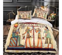 TNSGHAVED Dios del Antiguo Egipto Funda de Edredón Diseño 3D 3 Piezas Suave Cierre de con Fundas de Almohada Antialérgica Ilustración de una deidad mítica Funda Edredon for Familia Double（200x200cm）