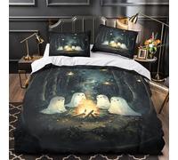 TNSGHAVED Fantasmas Alrededor del Fuego Funda de Edredón 3 Piezas Estampado 3D Cierre de Incluye Fundas de Almohada Lavables Funda Edredon for Familia Single（140x200cm）