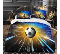 TNSGHAVED Impacto del balón de fútbol Funda de Edredón Juego de 3 Piezas Impresión 3D Incluye Fundas de Almohada Lavables Estilo de Arte Mural Moderno Funda Edredon for Adolescentes Double（200x200cm）