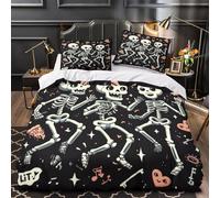 TNSGHAVED Máscara de Miedo Funda de Edredón Microfibra Suave Impresión 3D 3 Piezas Cremallera Oculta con Fundas de Almohada Suave Estilo de Arte de Terror Funda Edredon for jóvenes King（220x240cm）