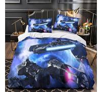 TNSGHAVED Naves espaciales de Combate Funda de Edredón Diseño 3D 3 Piezas Incluye Fundas de Almohada Transpirable Estilo Ciencia ficción y acción Funda Edredon for niños y niñas Single（140x200cm）