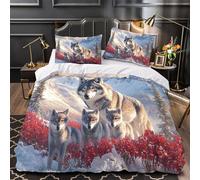 TNSGHAVED Obra de Arte del Lobo Funda de Edredón Microfibra de poliéster 3 Piezas Estampado 3D Cremallera Oculta con Fundas de Almohada Fantasía Tribal Funda Edredon for niños King（220x240cm）