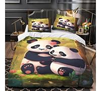 TNSGHAVED Pareja de Pandas abrazándose Funda de Edredón Cierre de Juego de 3 Piezas Impresión 3D Incluye Fundas de Almohada Antialérgica Funda Edredon for Adolescentes Single（135x200cm）