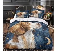 TNSGHAVED Perro Mirando Las Estrellas Funda de Edredón Cremallera Oculta 3 Piezas Suave Estampado 3D Incluye Fundas de Almohada Lavables Acuarela artística Funda Edredon for Familia Single（140x200cm）