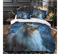 TNSGHAVED Perro Mirando Las Estrellas Funda de Edredón Juego de 3 Piezas Diseño 3D Cierre de Cremallera Oculta Incluye Fundas de Almohada Fantasía cósmica Funda Edredon for Ancianos Single（140x200cm）