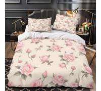 TNSGHAVED Ramo de Rosas Rosadas Funda de Edredón Juego de 3 Piezas Impresión 3D Cierre de Incluye Fundas de Almohada Suave Funda Edredon for niña Super King（260x220cm）