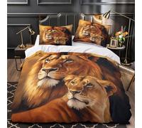 TNSGHAVED Retrato de león 3D Impresión Edredón Funda 3pz Microfibra Lavable Animal Salvaje Funda de edredón 2 Fundas Transpirable Chicas Niños Double（200x200cm）