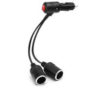 TNSLAND 1 A 2 Cable de Extensión para Mechero Coche, Doble Encendedor de Cigarillo con Interruptor, Mechero de Coche con Fusible, 12V/24V Enchufe Adaptador de Conector para Coche, Barco, Moto
