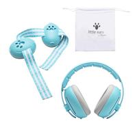 TNSLAND 2 en 1 Cascos Bebe Antiruido-Protectores auditivos para bebés Diadema Ajustable, Antideslizante y sin Presión Mejora el sueño sobre la marcha, Ajuste cómodo, Azul