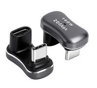 TNSLAND 2 Piezas Adaptador USB-C en Ángulo 180°, Adaptador USB-C Acodado Hembra a Macho en Forma U, Angular para Portátil, Tableta y Smartphone
