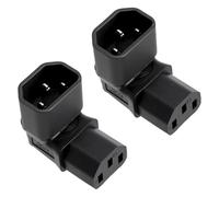 TNSLAND 2 Piezas IEC C14 Macho a C13 Hembra, 250V 10A 90 Grados de 3 Pines Adaptador para el Monitor de la Caja del Ordenador PDU Impresora HDTV