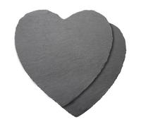 TNSLAND 2 piezas Losas de Pizarra, Posavasos de Pizarra, Pizarra para Etiquetar, Losa de Piedra Losa de Pizarra 20x20 cm, Platos para Pizarra Plato, Corazones de Pizarra para Buffet de Sushi Queso