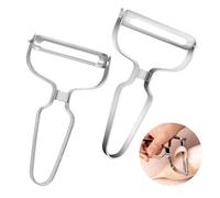 TNSLAND 2 Stück Peeler, Double-Edged Blade, Extra Sharp Straight Cut, Stainless Steel, Colour Metal (Grande)