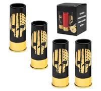 TNSLAND 4 vasos de calavera, divertidos vasos de chupito, vaso de chupito bala 12 GA, vaso de chupito bala pequeño para tequila whisky, regalos de calavera para boda cumpleaños