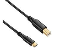 TNSLAND Cable de impresora USB C a USB B, juego de 2 unidades, 1 m, 2 m, USB B a USB C, impresora de 480 Mbps, estable, conector dorado, cable de impresora USB C robusto para MacBook, HP, Canon, Epson