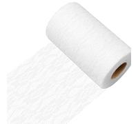 TNSLAND Camino de Mesa de Encaje, 15 Cm X 22 M Caminos de Mesa Blancos, Tela de Encaje Mesas en Bodas Bautizos Vestidos DIY