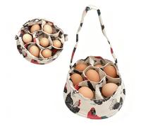 TNSLAND Cesta para Recoger Huevos de 20cm, con 7 Bolsas, Portátil Mini Cesta Resistente de Lona para Recoger Huevos con Asa, para Mantener Calientes de Gallina, para Granjas, Gallineros (Beige)