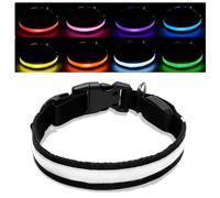 TNSLAND Collar Luminoso para Perros, LED, Resistente al Agua, Ajustable, 3 Modos de Luz Intermitente, Seguro y Luminoso para Perros Pequeños y Medianos