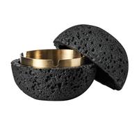 TNSLAND Cubo de basura de moda, hormigón+cilindro interior de metal, fácil de limpiar (negro)