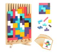TNSLAND Juego de Tetris de Madera Montessori - Puzzle Educativo de Madera Natural, Juguete de Aprendizaje, Desarrolla Lógica Y Creatividad, Regalo Ecológico Ideal