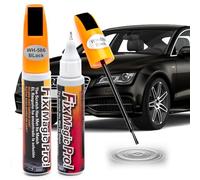 TNSLAND Lápiz Reparador de Arañazos Coche Negro 12ml - Kit Profesional con Plumas y Cepillos para Pintura