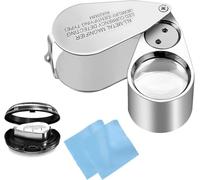 TNSLAND Lupa de joyero con luz LED y UV, 40 aumentos Lupa Plegable de Metal con luz LED UV para Diamantes joyeros Monedas Sellos Fotos