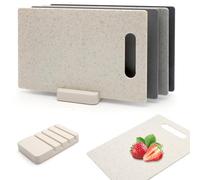 TNSLAND Tabla de Cortar con Soporte de Almacenamiento para Cocina - 4 Piezas de Plástico para Carne, Delicatessen, Verduras y Frutas