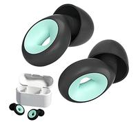 TNSLAND Tapones Oídos para Dormir - 1 Par Tapones Oídos de Silicona Reutilizables Lavableques, Reducción Sonido 27dB - Antiruido, Protección Auditiva para Dormir Estudiar Trabajar, Negro Verde