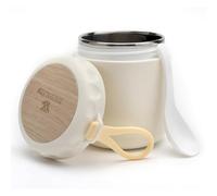 TNSLAND Termo para Comida 400ml, Termo Solidos Bebe con Cuchara, Termo Bebe Solidos con Correa para la Muñeca, Termo Papillero Bebe Acero Inoxidable, Termo Comida Caliente Bebe para Sopas, Blanco
