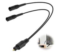 TNSLAND Toslink Digital Adaptador Divisor óptico Cable 1 Entrada 2 Salidas, 32 cm Cable de Audio Divisor SPDIF 2 Hembra 1 Macho para Cine en Casa, TV, Reproductor de DVD (Negro)