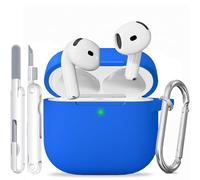 TNSNK for AirPods 4 Case (2024), Silicone Shockproof Protection Case with Clean Kit & Keychain, Support Wireless Charging - Royal Blue