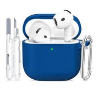 TNSNK for AirPods 4 Case (2024), Silicone Shockproof Protective Case with Cleaning Kit & Keychain, Support Wireless Charging - for AirPods 4, A5-Lake Blue