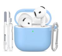 TNSNK for AirPods 4 Case (2024), Silicone Shockproof Protective Case with Cleaning Kit & Keychain, Support Wireless Charging - for AirPods 4, A1-Sky Blue