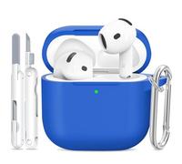 TNSNK for AirPods 4 Case (2024), Silicone Shockproof Protective Case with Cleaning Kit & Keychain, Support Wireless Charging - for AirPods 4, C4-Sapphire Blue